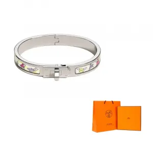 HERMES Эмалированный браслет с палладиевым покрытием Unisex Silver