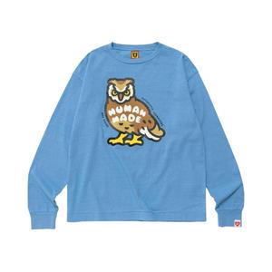 Футболка с длинными рукавами и рисунком, созданная человеком, Синяя