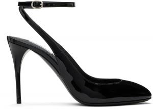 Черные лакированные туфли на каблуке Slingback 90 из телячьей кожи ALAÏA