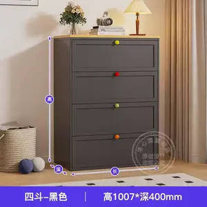 Yu Senyi Комод 80 см для гостиной настенный из металла и дерева, 5 ящиков, матовый черный, большой объем