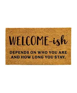 Придверный коврик размером 16 x 28 дюймов | нескользящая резиновая подложка | грязеулавливающее натуральное кокосовое волокно | декор для дома внутри и снаружи помещений Evergreen, brown