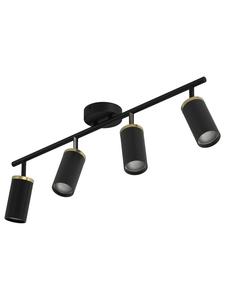 Home24 Потолочный светильник URS с 4 плафонами, черный/латунный