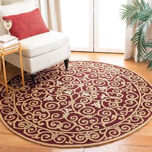 Ковер SAFAVIEH, 168 x 168 см, Chelsea Collection Round Burgundy HK11C ручной работы в стиле French Country из шерсти