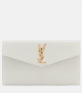 Кожаный клатч Uptown Saint Laurent, белый