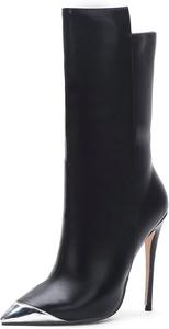 Женские ботильоны UP2STEP в ретро стиле с острым носком, высокие на шпильке, с боковой молнией, однотонные, для повседневной носки, Black