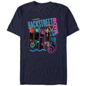 Мужская футболка с графическим принтом и баннерами Backstreet Boys Members Licensed Character, темно-синий