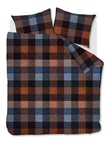Beddinghouse Фланелевый комплект постельного белья «Беккет» коричнево-синего цвета