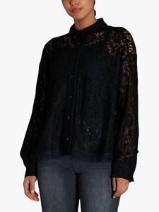 Рубашка с длинными рукавами и кружевной отделкой EAST 42ND, Jet Black