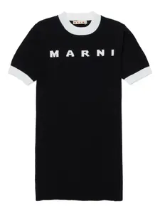 Платье с вышитым логотипом Marni Kids, черный