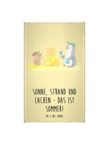 Mr. & Mrs. Panda Полотенце «Летняя радость» с надписью, пастельно-желтого цвета