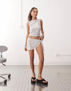 COLLUSION юбка-саронг с галстуком-бабочкой в ​​серебристом цвете