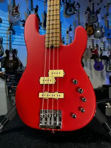 Электрический бас Charvel Pro-Mod San Dimas Bass PJ IV MAH Satin Ferrari Red, обработанный по технологии PLEK! 557
