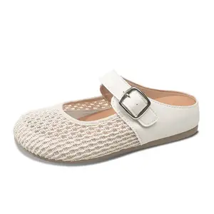 Женские сандалии с закрытым носком, устойчивые к истиранию и резиновой подошвой JINDUN, Ecru