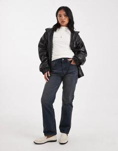 Прямые джинсы ASOS DESIGN Petite 90-х годов в сине-черном цвете