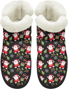 Сапоги KEIAHUAN EIAHUAN для женщин с меховым воротником, зимние теплые противоскользящие ботинки, удобные для улицы, Christmas Santa Claus