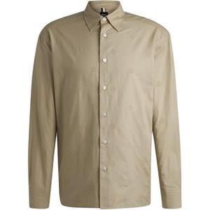 Боссовая хлопковая рубашка HUGO BOSS, бежевый