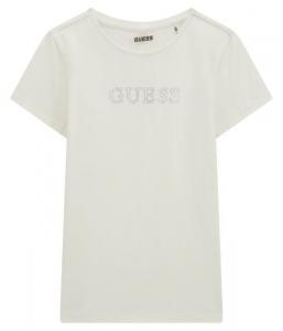 Футболка детская Guess со стразами, экрю