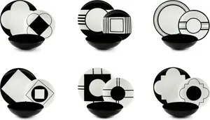 Набор столовых принадлежностей Agorà из 18 предметов, фарфор и керамика, черный и белый Excelsa