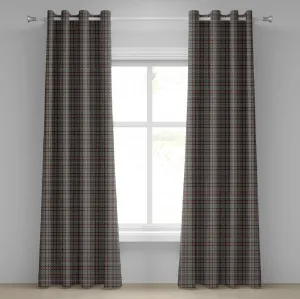 Клетчатая штора на люверсах ABAKUHAUS, темный красочный абстрактный рисунок - плотные пересекающиеся линии, ретро-арт-принт, декоративные двухпанельные шторы, 280 x 260 см, цвет: оранжевый, зеленый, синий