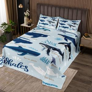 Erosebridal Комплект постельного белья Whale с морскими животными из хлопка, Multi 19