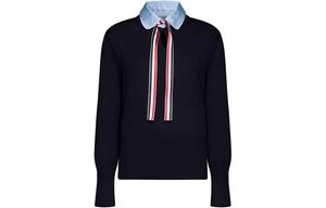 Свитер с длинными рукавами и бантом Thom Browne, темный синий