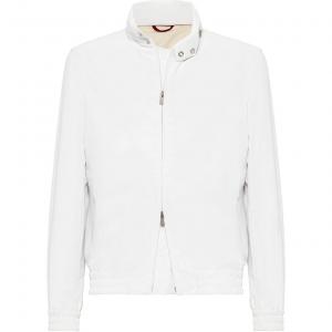 Застёгивающаяся на молнию куртка-бомбер с высоким воротником Brunello Cucinelli, белый