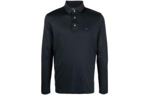 Футболка поло с длинным рукавом и детализированным логотипом EMPORIO ARMANI, темно-синий