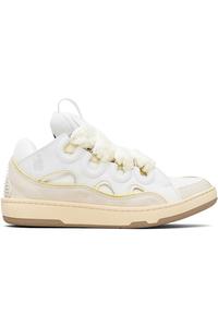 Lanvin Кроссовки из кожи цвета слоновой кости и желтого оттенка