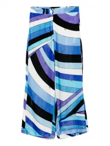 Бархатные брюки с абстрактным принтом PUCCI Junior, синий