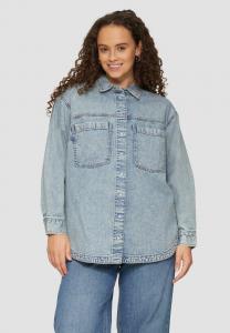 Блузка на пуговицах QS, темно-синий деним