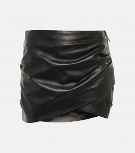 Мини-юбка из кожи со сборками Off-White, черный