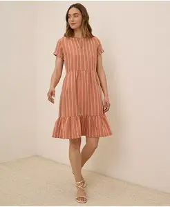 Женское платье с V-образным вырезом из смеси органического хлопка и льна Canopy Pact, коричневый