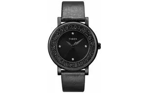 TIMEX Часы TREND Collection Wrist Watch Quartz Movement Leather Strap 38mm Black Dial Women's Watch, Black Dial