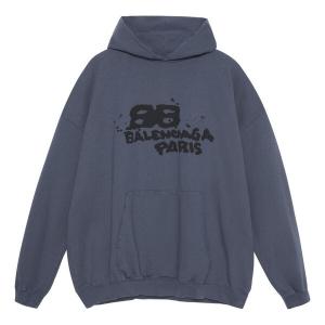 Толстовка hand-drawn bb icon hoodie large fit 'blue' Balenciaga, синий