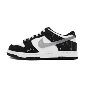 Nike Dunk Musical Note Slip Resistant Low top Skateboard Shoes Women's Black Gray