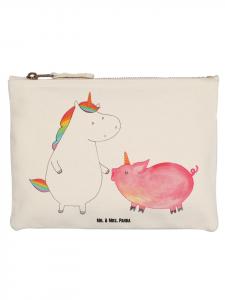 Mr. & Mrs. Panda Белая сумка-шоппер с изображением единорога и свиньи без надписи