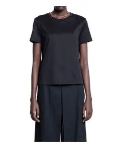 Футболка с вышитым логотипом, черная Max Mara, черный