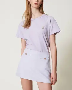 Женская футболка с логотипом из стразов Twinset, фиолетовый