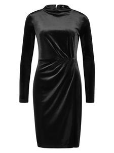 Короткое платье Zero Samtkleid mit hohem Kragen, цвет Black Beauty