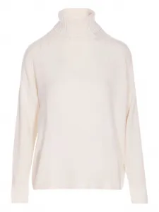 Свитер в рубчик с высоким воротником ALLUDE, белый