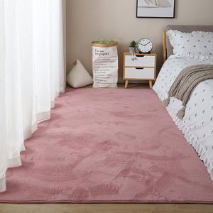 Budis Ковер 60х160 см для спальни/гостиной из искусственного меха кролика, утепленный, в цвете лотос розовый