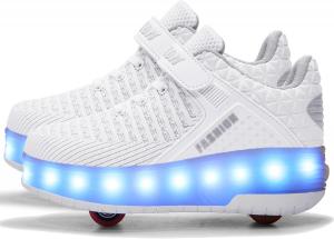 Детские роликовые кроссовки Aikuass с USB-подзарядкой и светящейся LED-подсветкой для мальчиков и девочек, белый