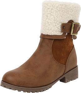 Женские зимние ботинки на снег, водонепроницаемые зимние ботинки, противоскользящие, теплые с мехом, легкие ботильоны на молнии, утолщенные зимние ботинки для прогулок и походов Generic, Brown