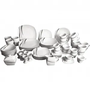 Комбинированный сервиз Retsch Arzberg «Набор посуды, сервиз Космос», (62 шт.), 62 шт., на 6 персон, белый/серый/черный