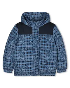 Детский пуховик с капюшоном и принтом Kenzo Kids, синий