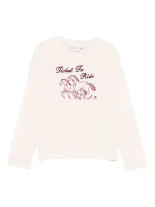 Футболка с длинными рукавами и вышивкой Bonpoint, розовый