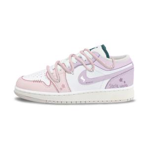 Jordan Air 1 Purple Star Leather Slip Resistant Abrasion Resistant низкие детские баскетбольные кроссовки Purple