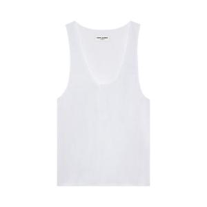 Топ Saint Laurent Henley Tank, Blanc