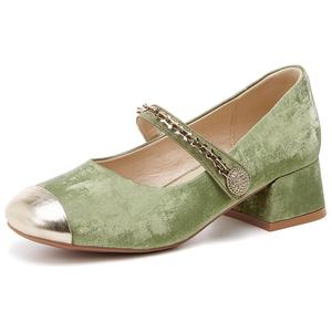 DAPHNE Женские туфли Мэри Джейн на массивном каблуке зелёные, цвет Green