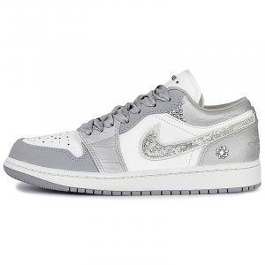 Jordan Женские баскетбольные кроссовки Air 1 износостойкие и легкие, низкие, винтажные, цвет экрю-серый